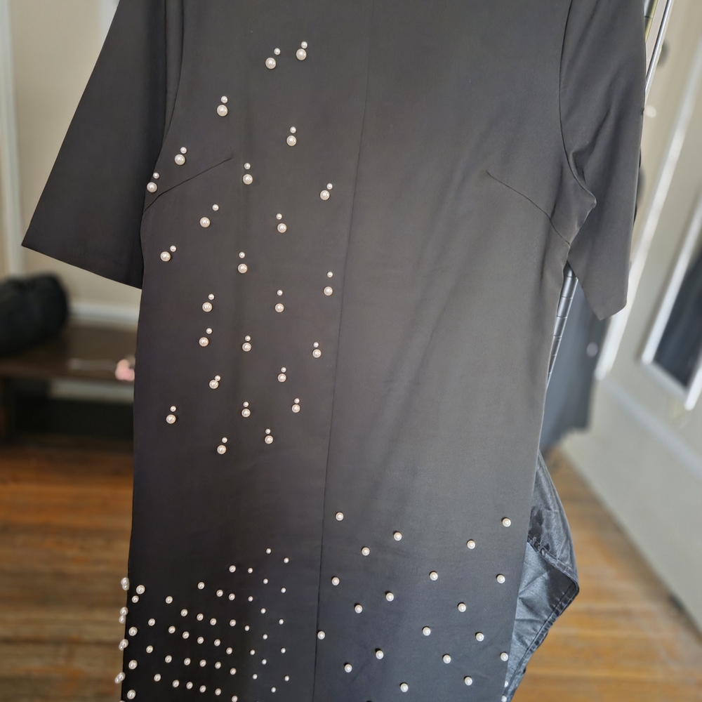 Black Dress with Pearl Embellishments